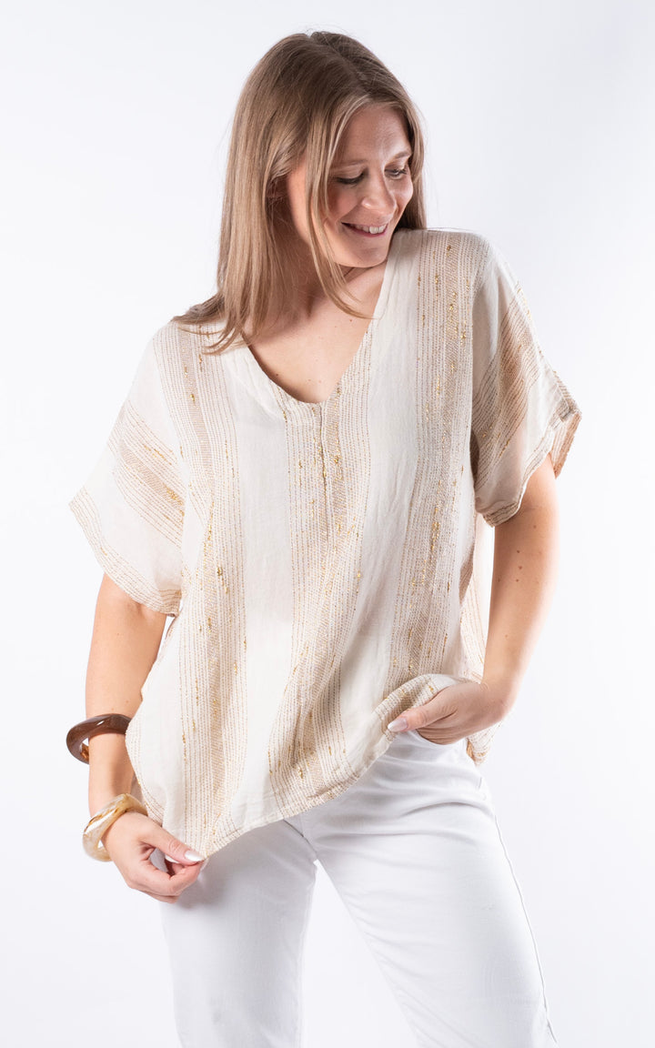 Zadie Gold Line Top | Beige