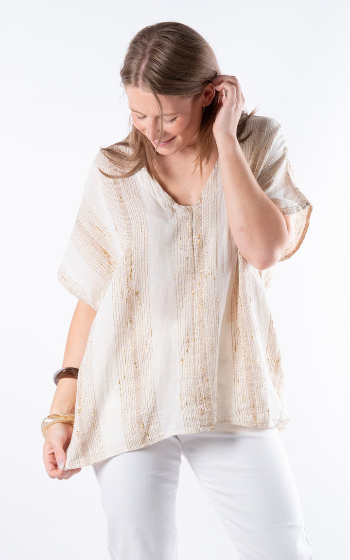 Zadie Gold Line Top | Beige