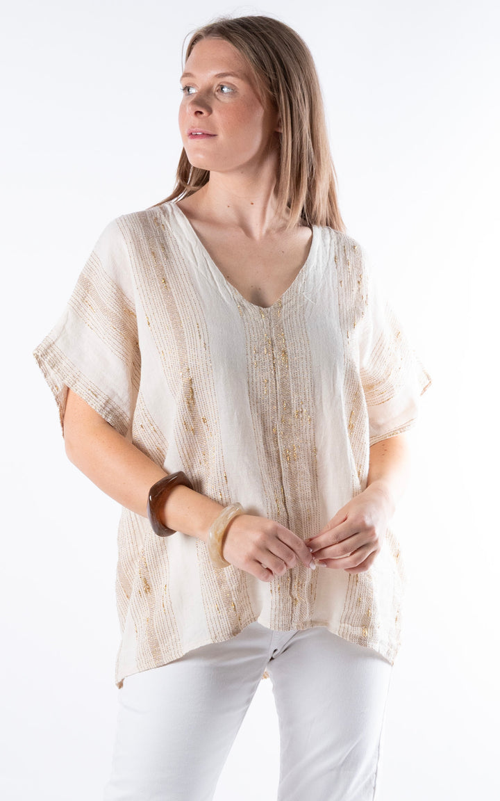 Zadie Gold Line Top | Beige