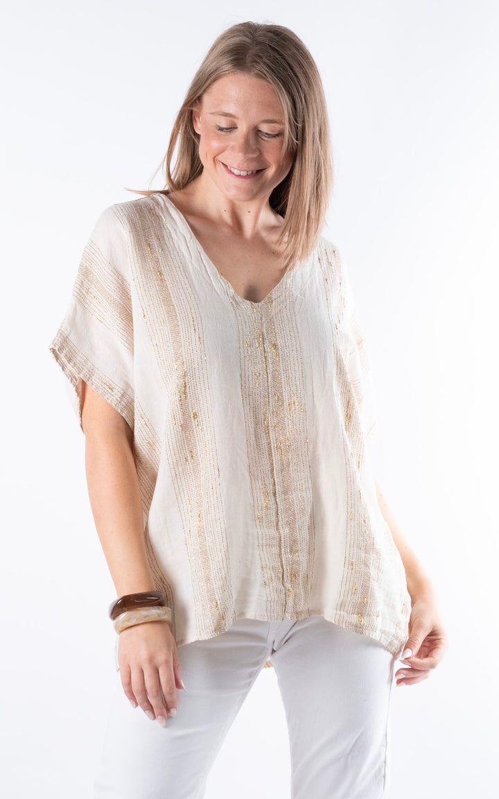 Zadie Gold Line Top | Beige