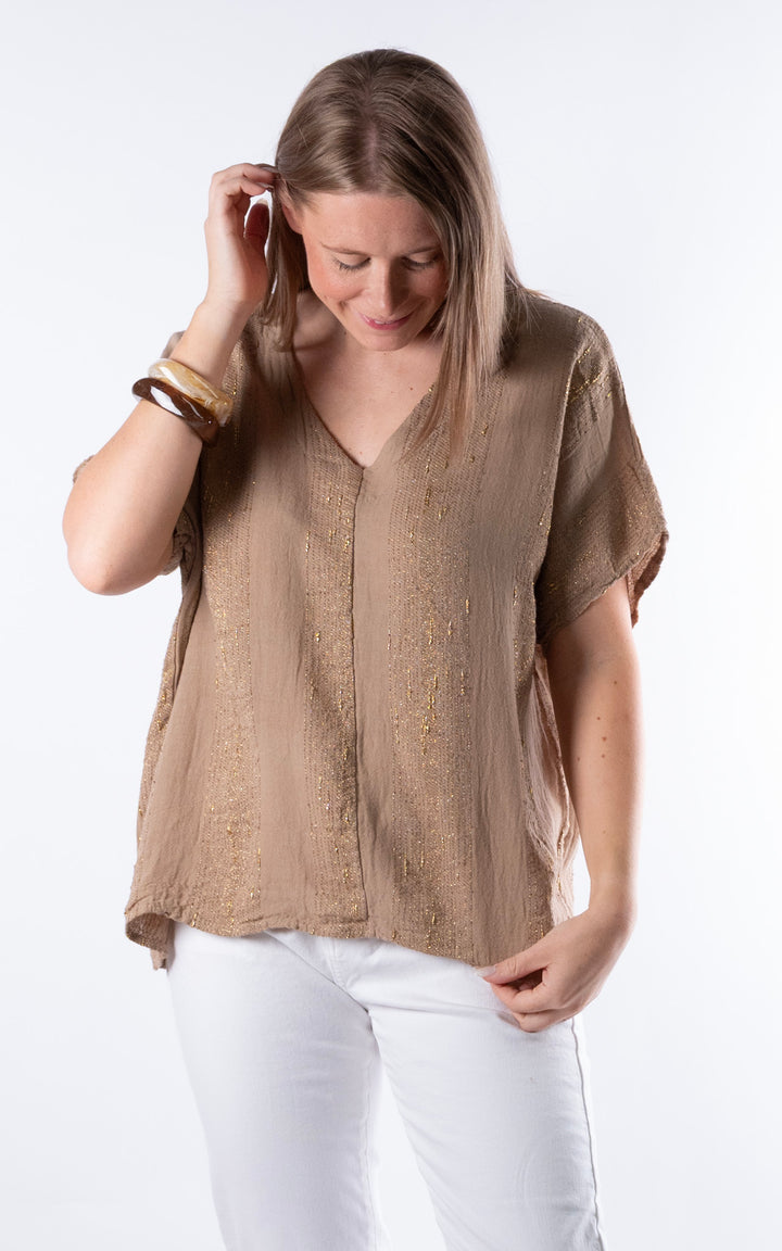 Zadie Gold Line Top | Mocha