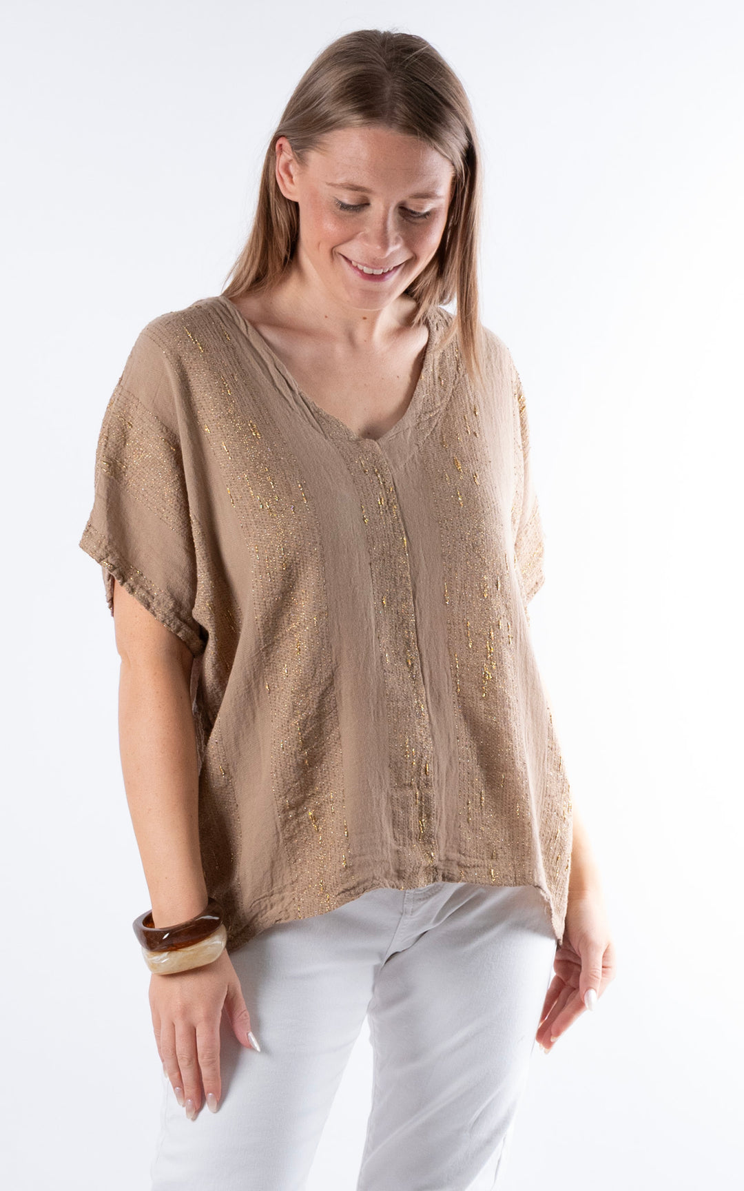Zadie Gold Line Top | Mocha