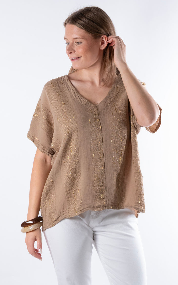 Zadie Gold Line Top | Mocha