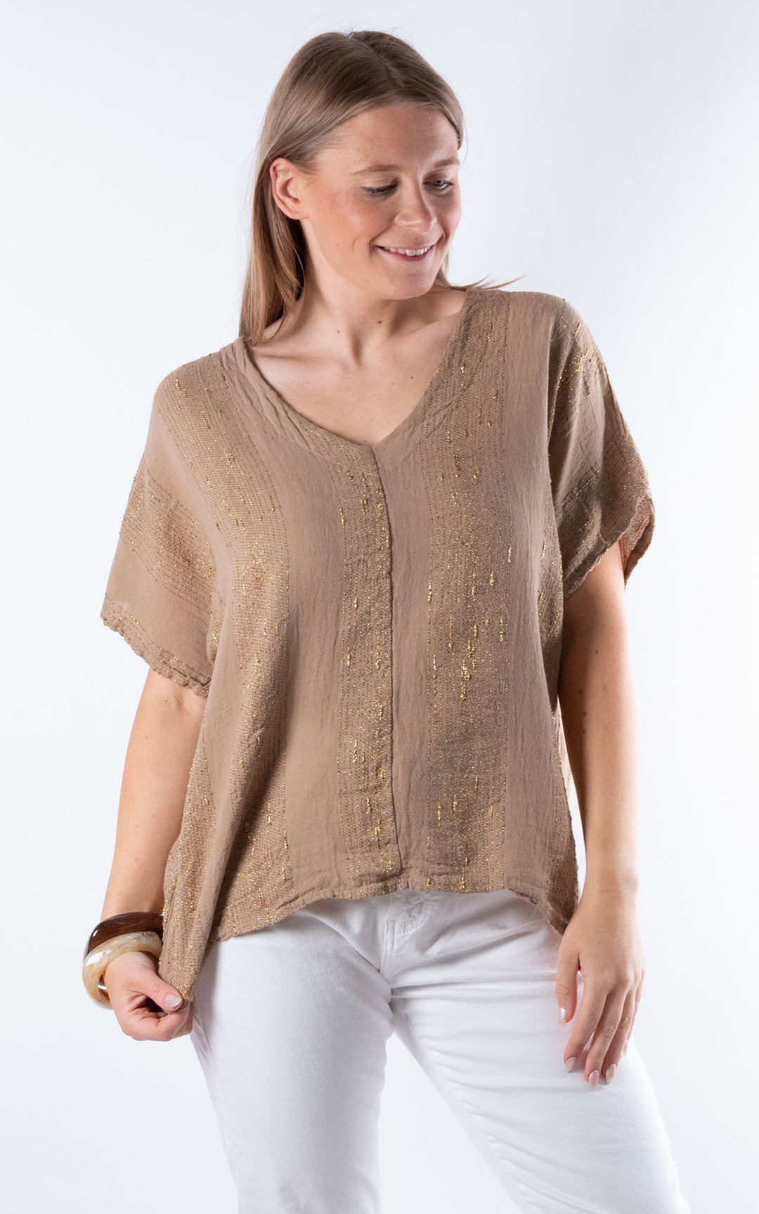 Zadie Gold Line Top | Mocha
