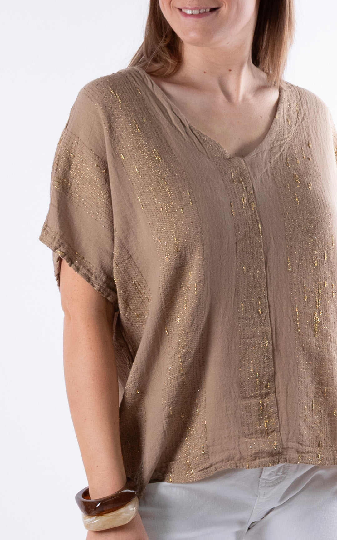 Zadie Gold Line Top | Mocha
