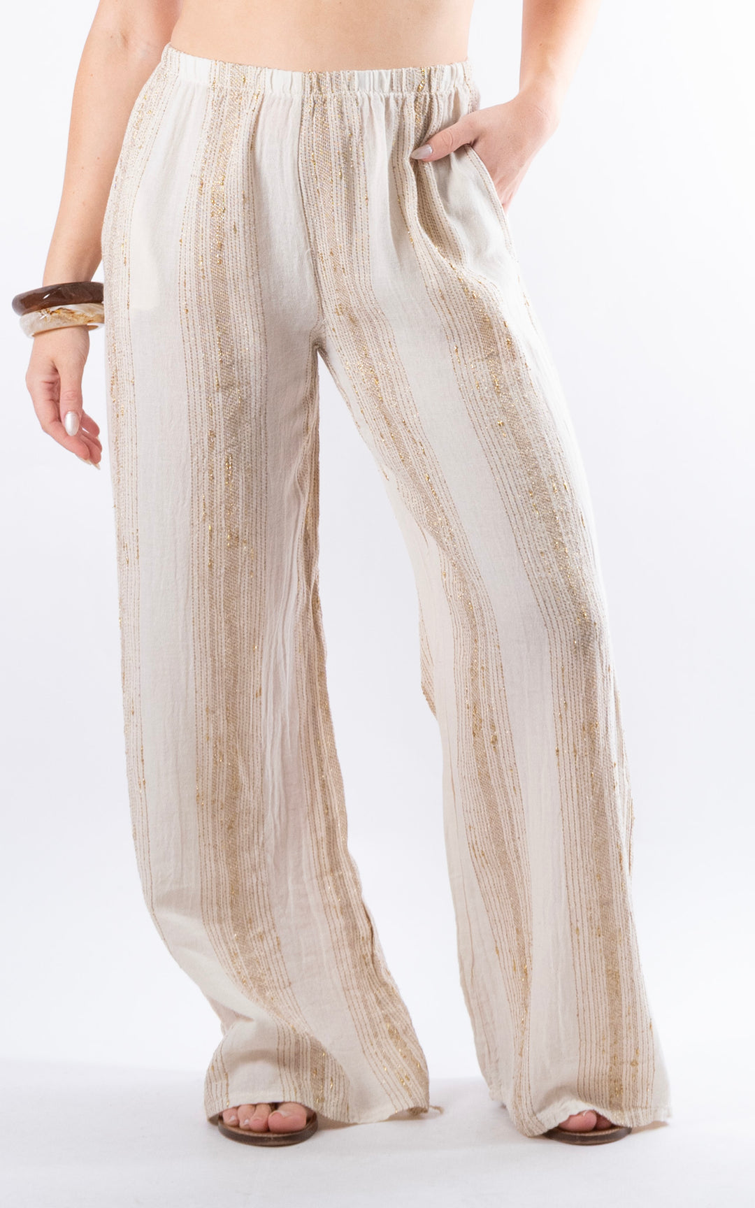 Zadie Gold Line Trousers | Beige