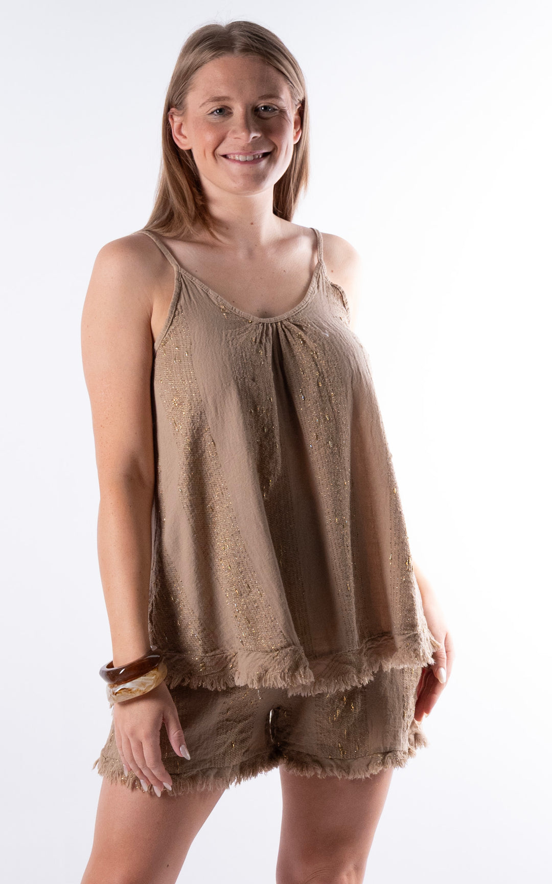 Zadie Gold Line Vest | Mocha