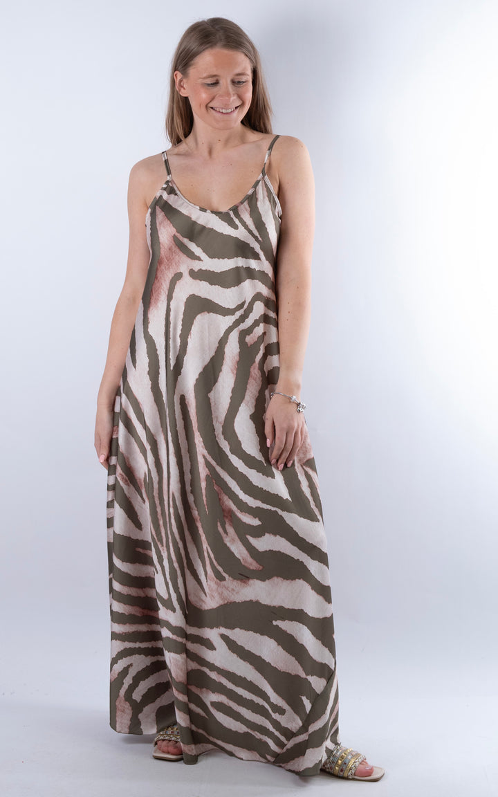 Zebra Maxi Dress  | Khaki