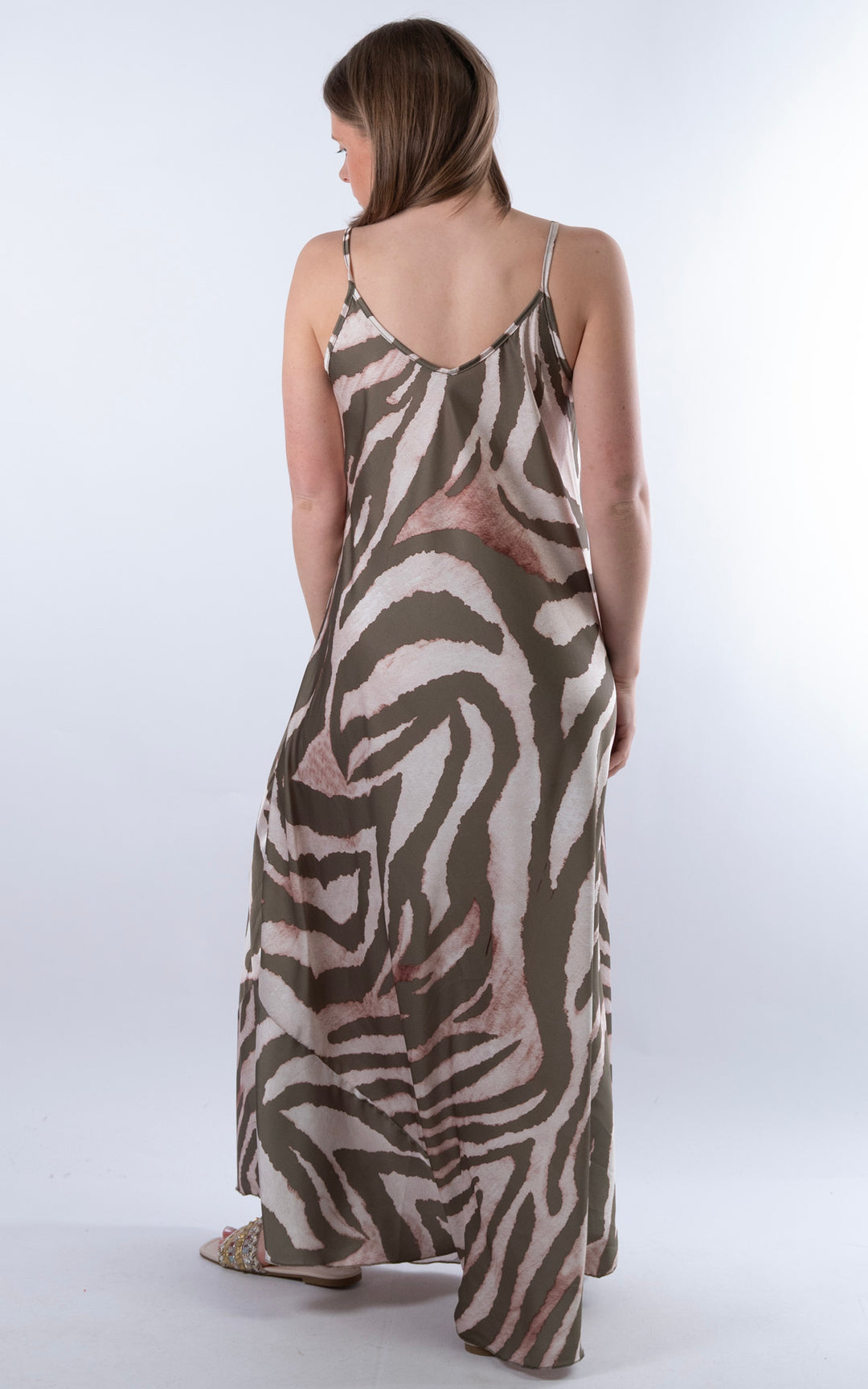 Zebra Maxi Dress  | Khaki