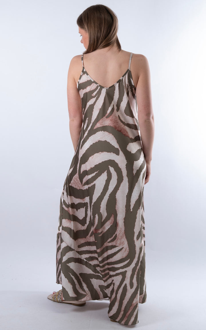 Zebra Maxi Dress  | Khaki