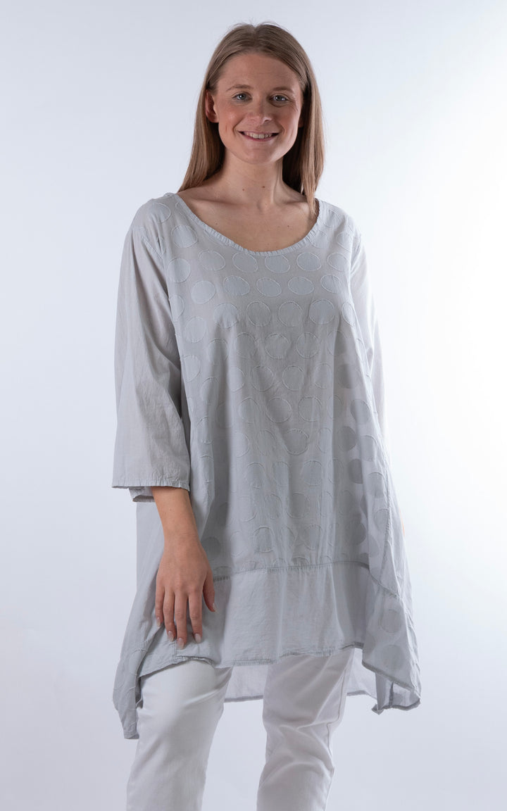 Zena Spotted Longline Top | Grey