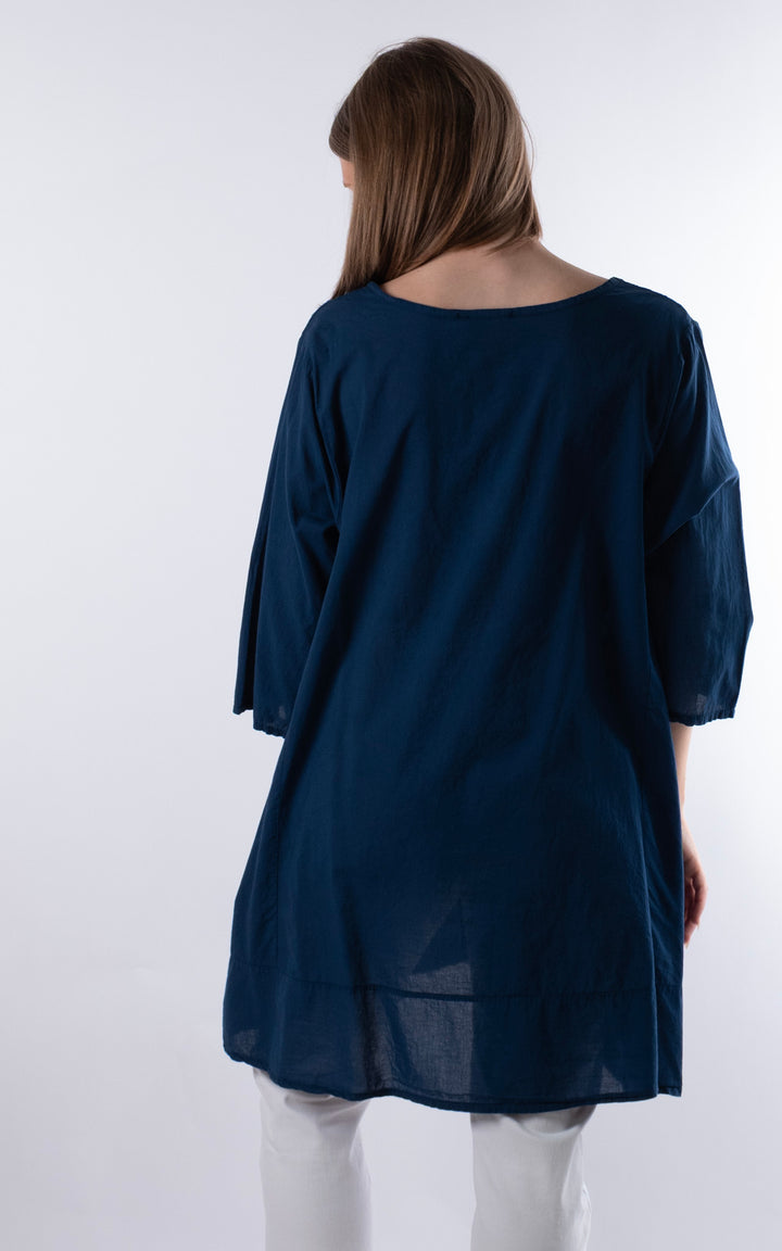 Zena Spotted Longline Top | Navy