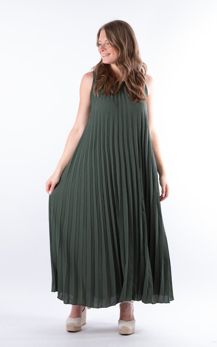 Zoe Maxi Pleated Dress | Khaki