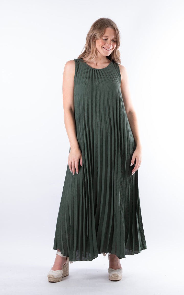 Zoe Maxi Pleated Dress | Khaki