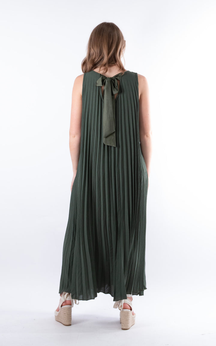 Zoe Maxi Pleated Dress | Khaki