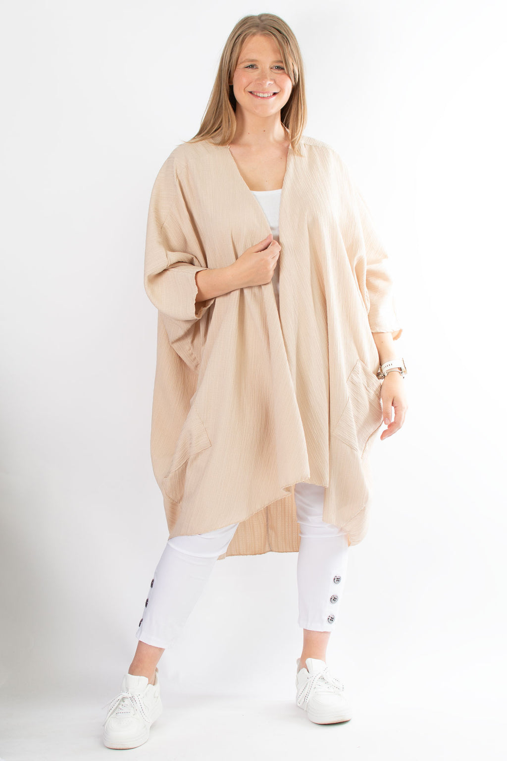 Zoe Waterfall Cardigan | Beige