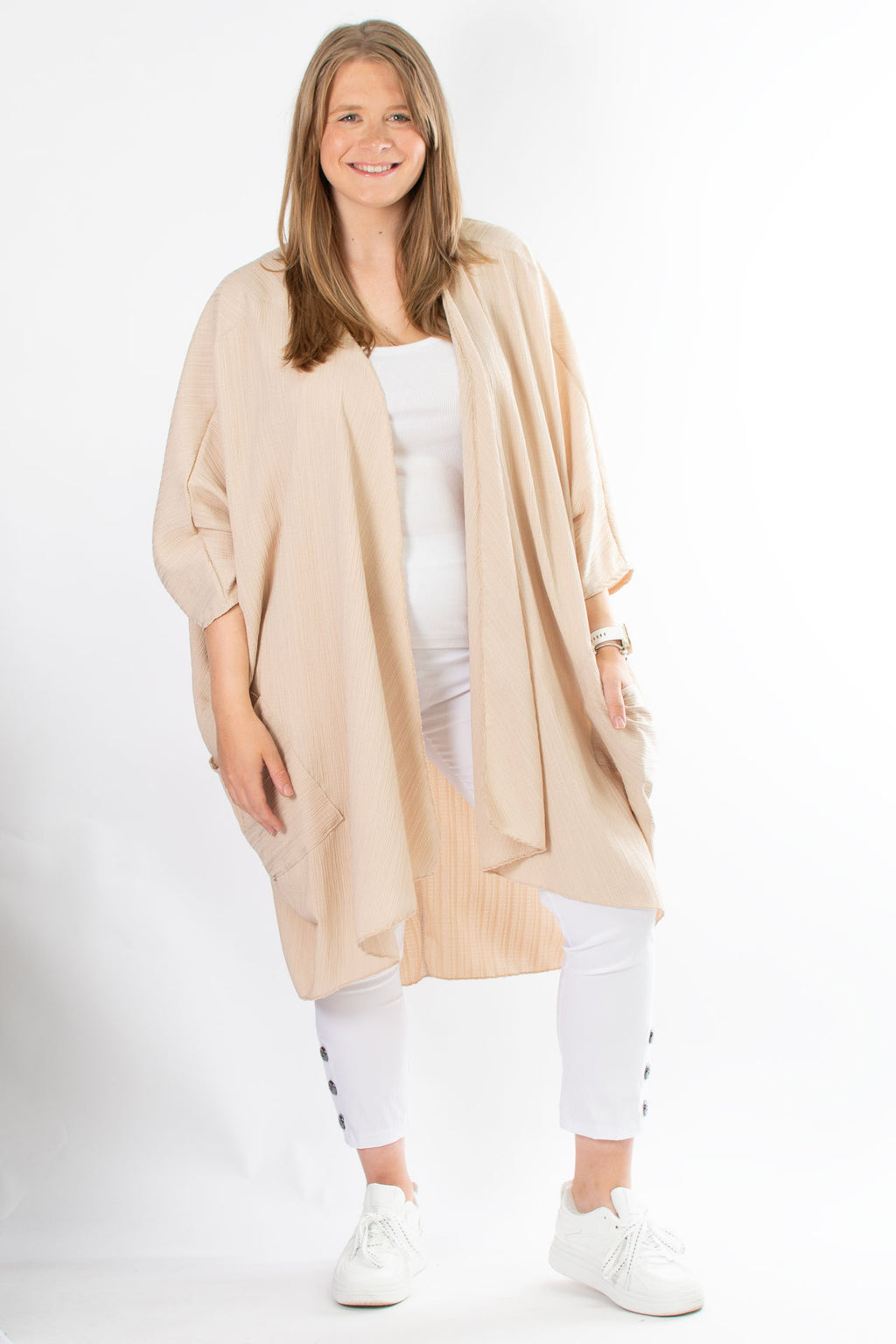 Zoe Waterfall Cardigan | Beige