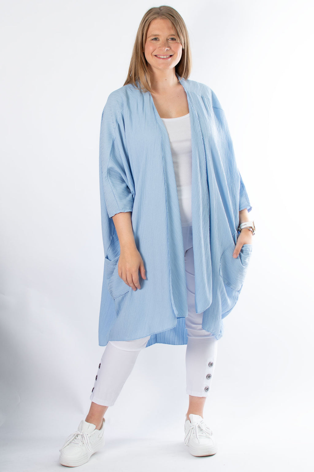 Zoe Waterfall Cardigan | Blue