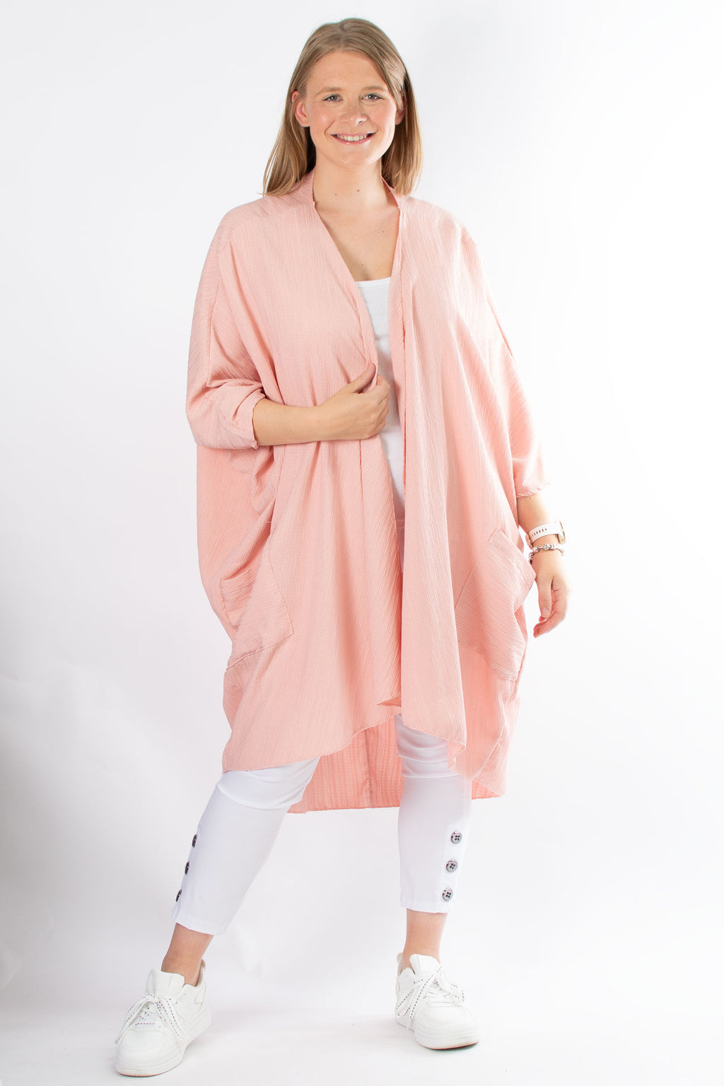 Zoe Waterfall Cardigan | Dusky Pink