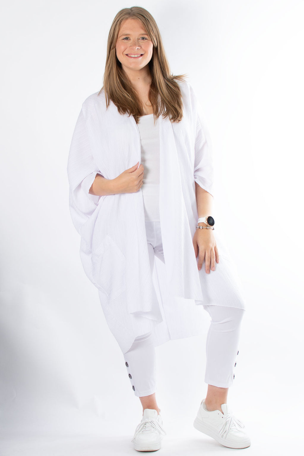 Zoe Waterfall Cardigan | White