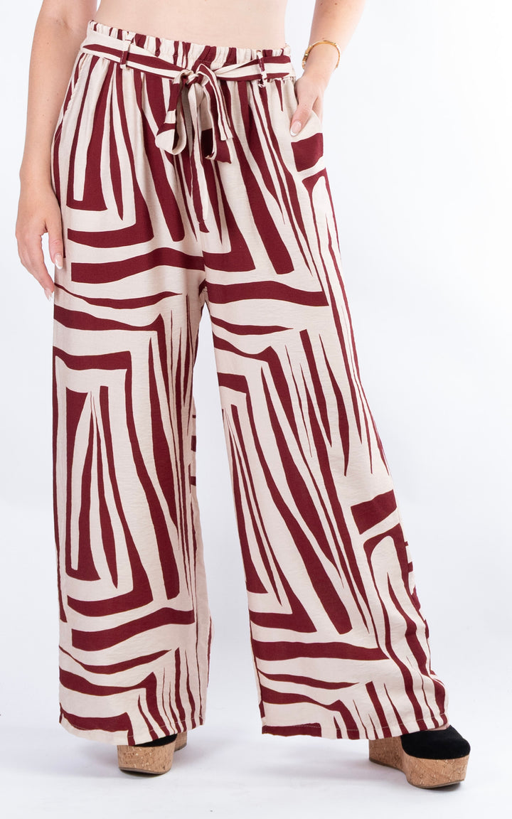 Zuri Pattern Trouser | Burgundy