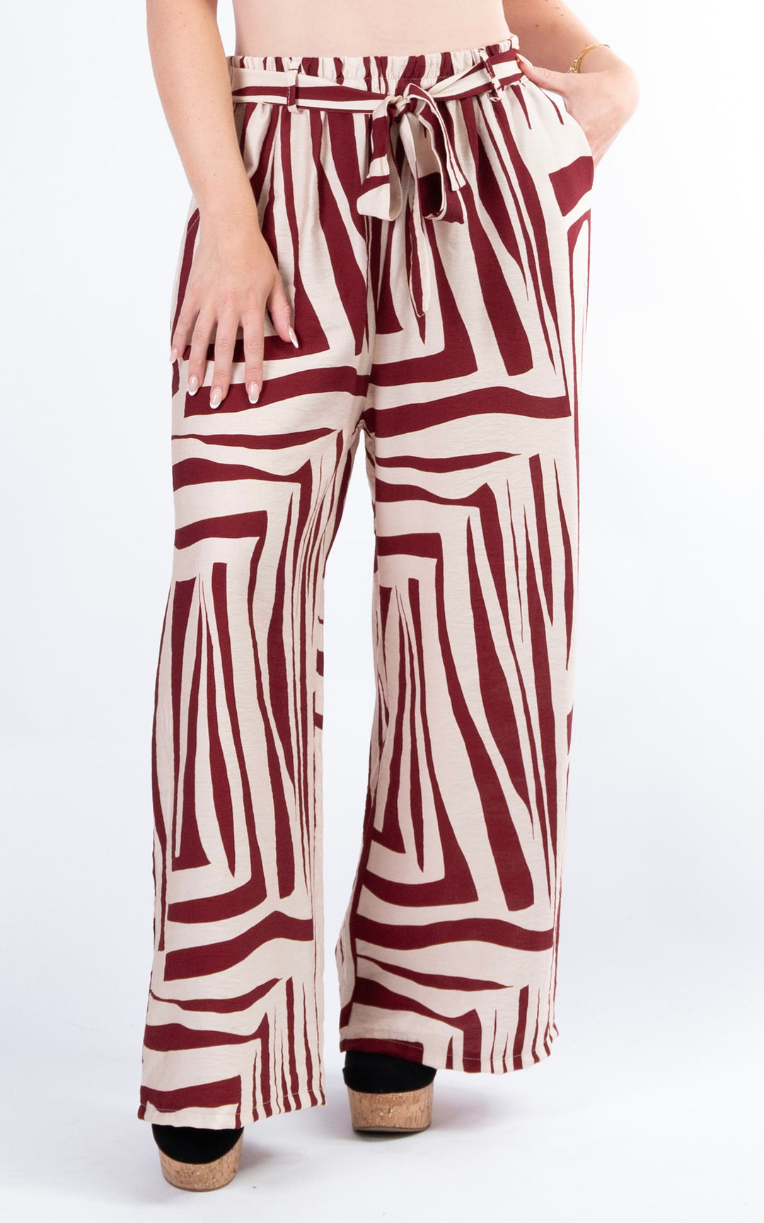 Zuri Pattern Trouser | Burgundy