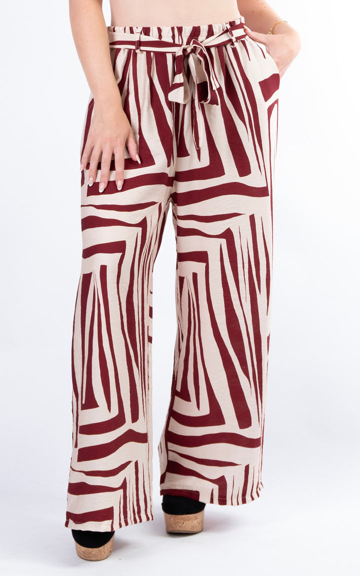 Zuri Pattern Trouser | Burgundy