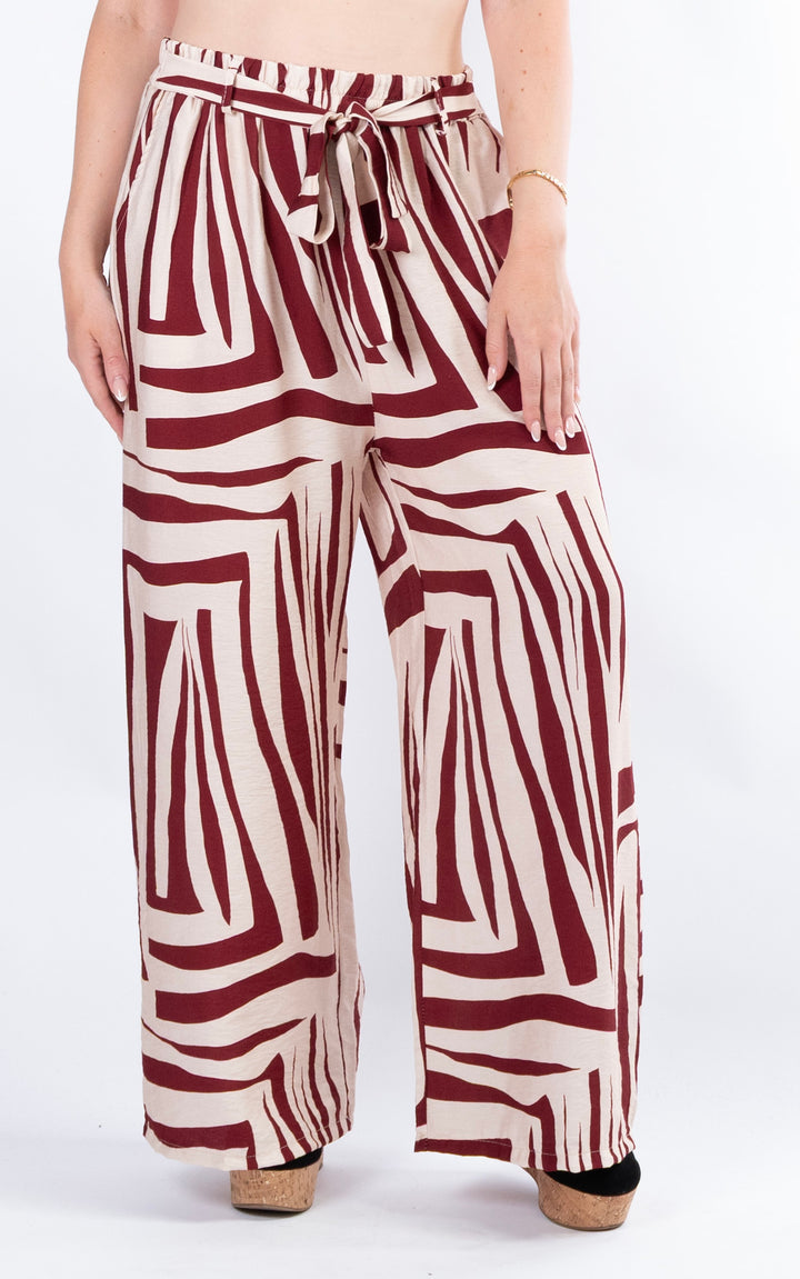 Zuri Pattern Trouser | Burgundy
