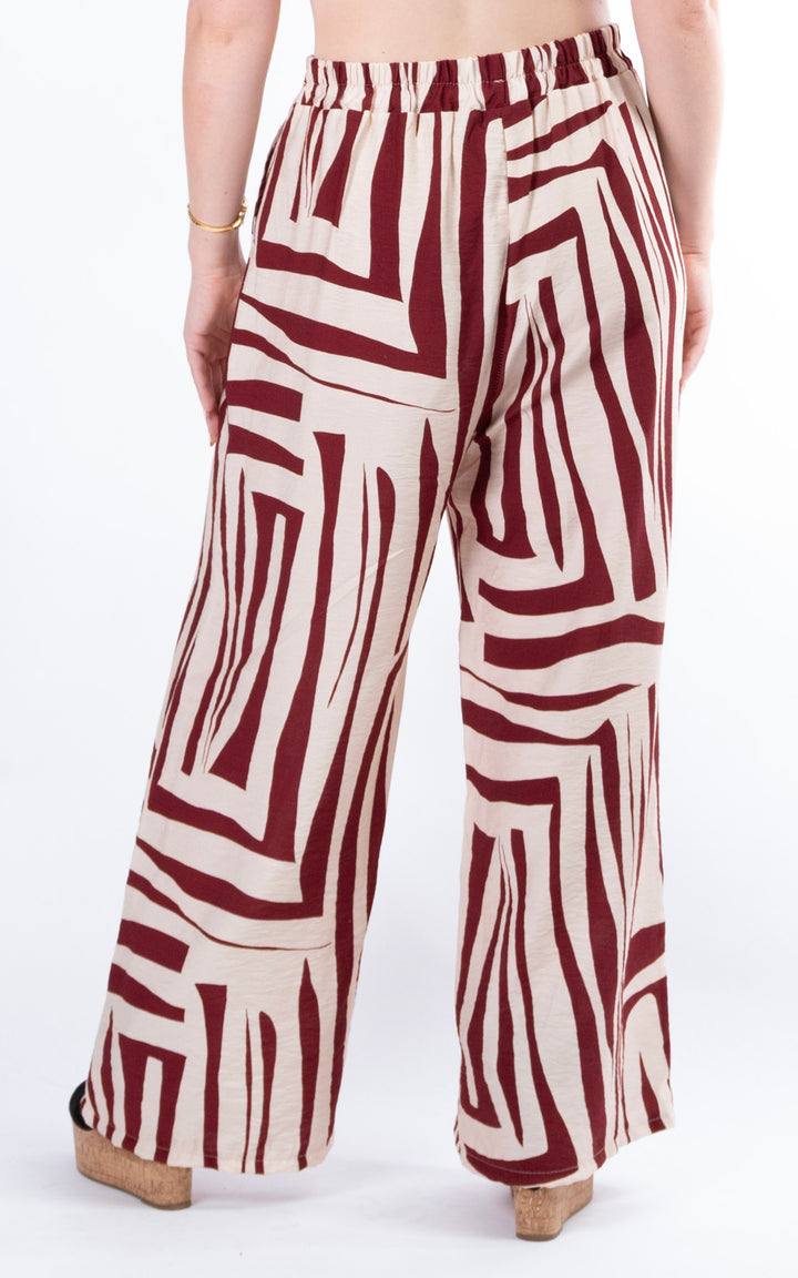 Zuri Pattern Trouser | Burgundy