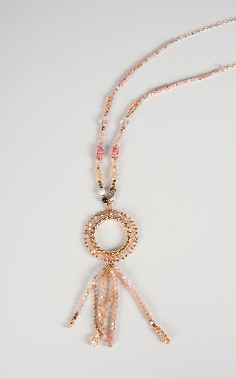 Necklace | Bead Tassel | Pink