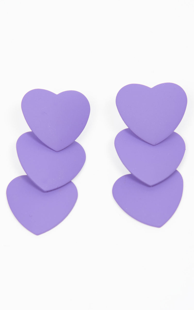 Earrings | Triple Heart | Purple