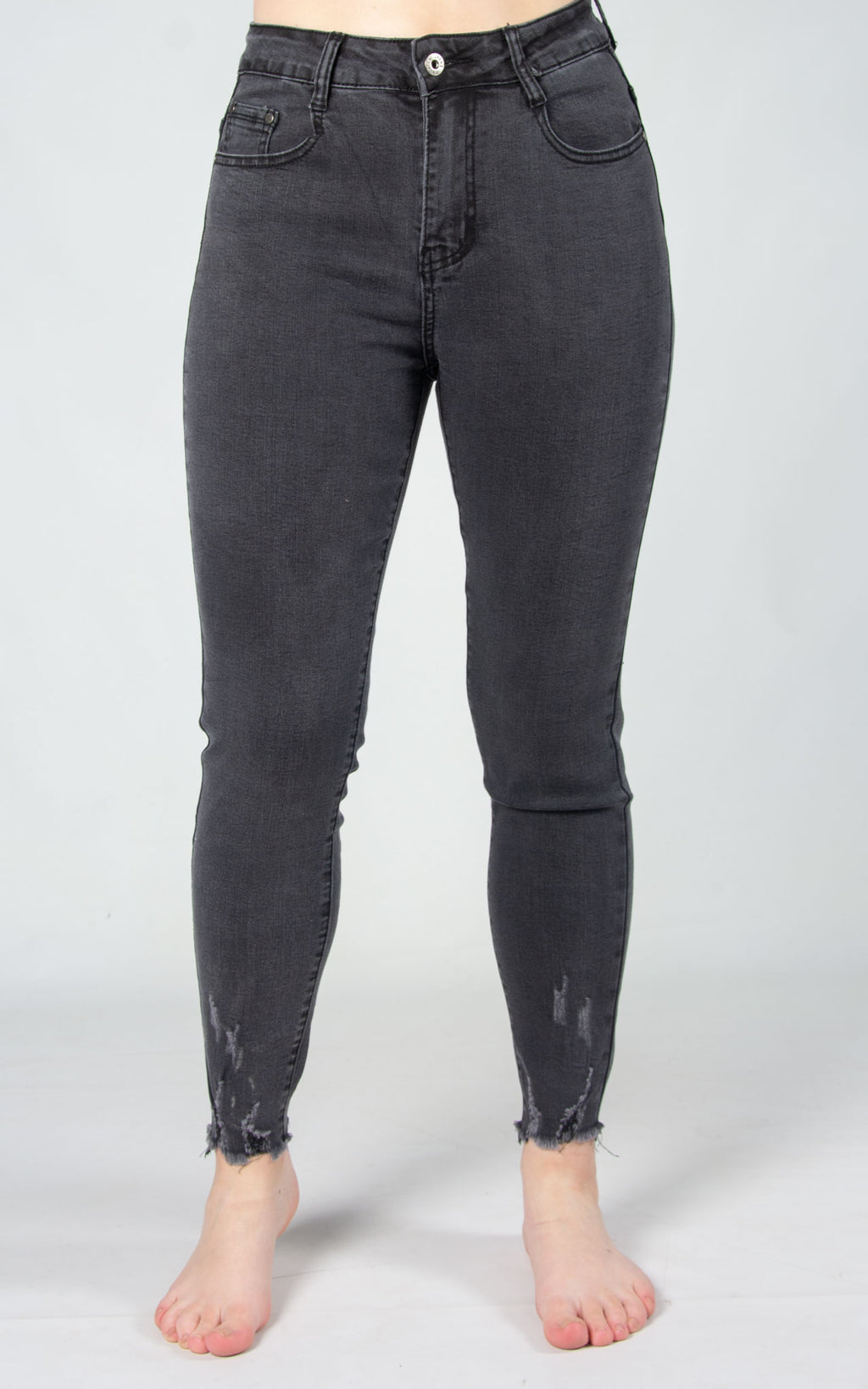 Jeans | Skinny Frayed Ankle | Washed Black
