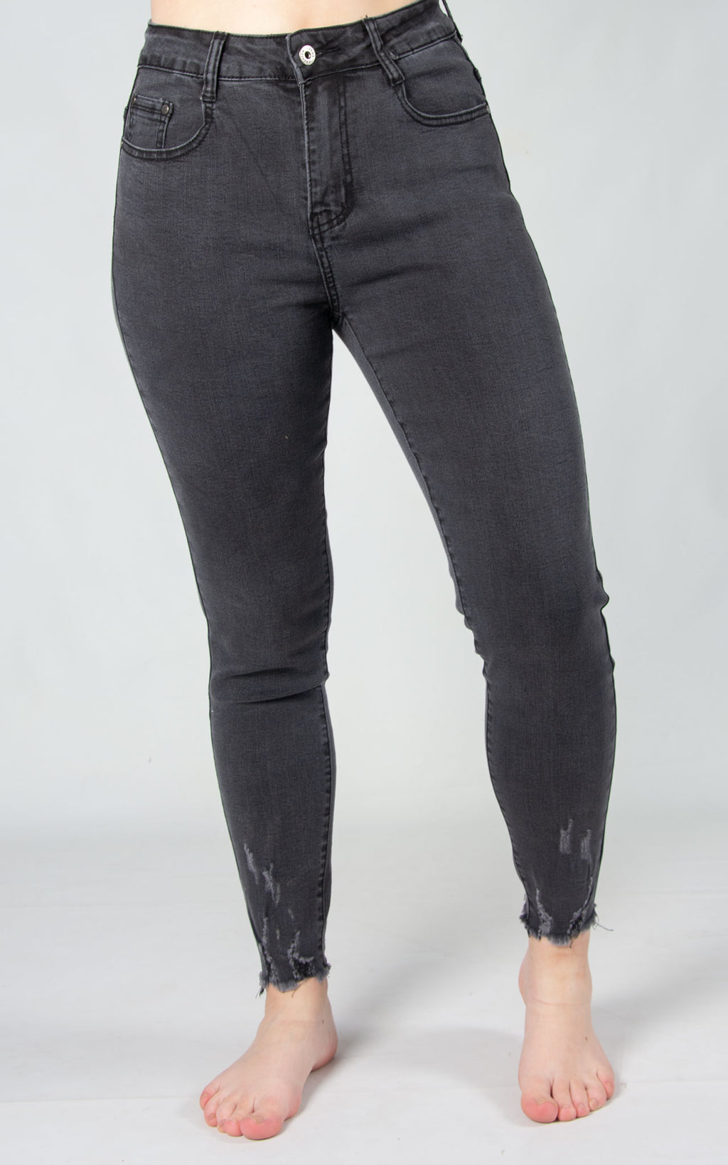 Jeans | Skinny Frayed Ankle | Washed Black