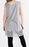 Lace Trim Vest | Light Grey