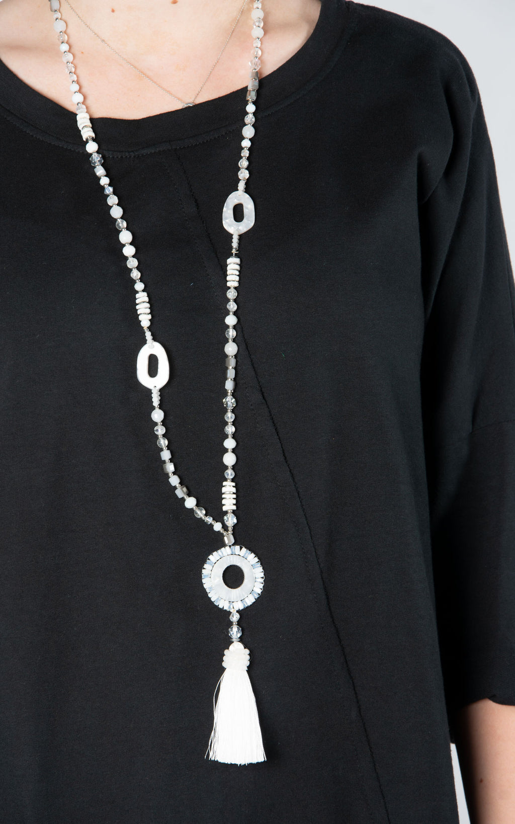Marble Tassel Bead | White
