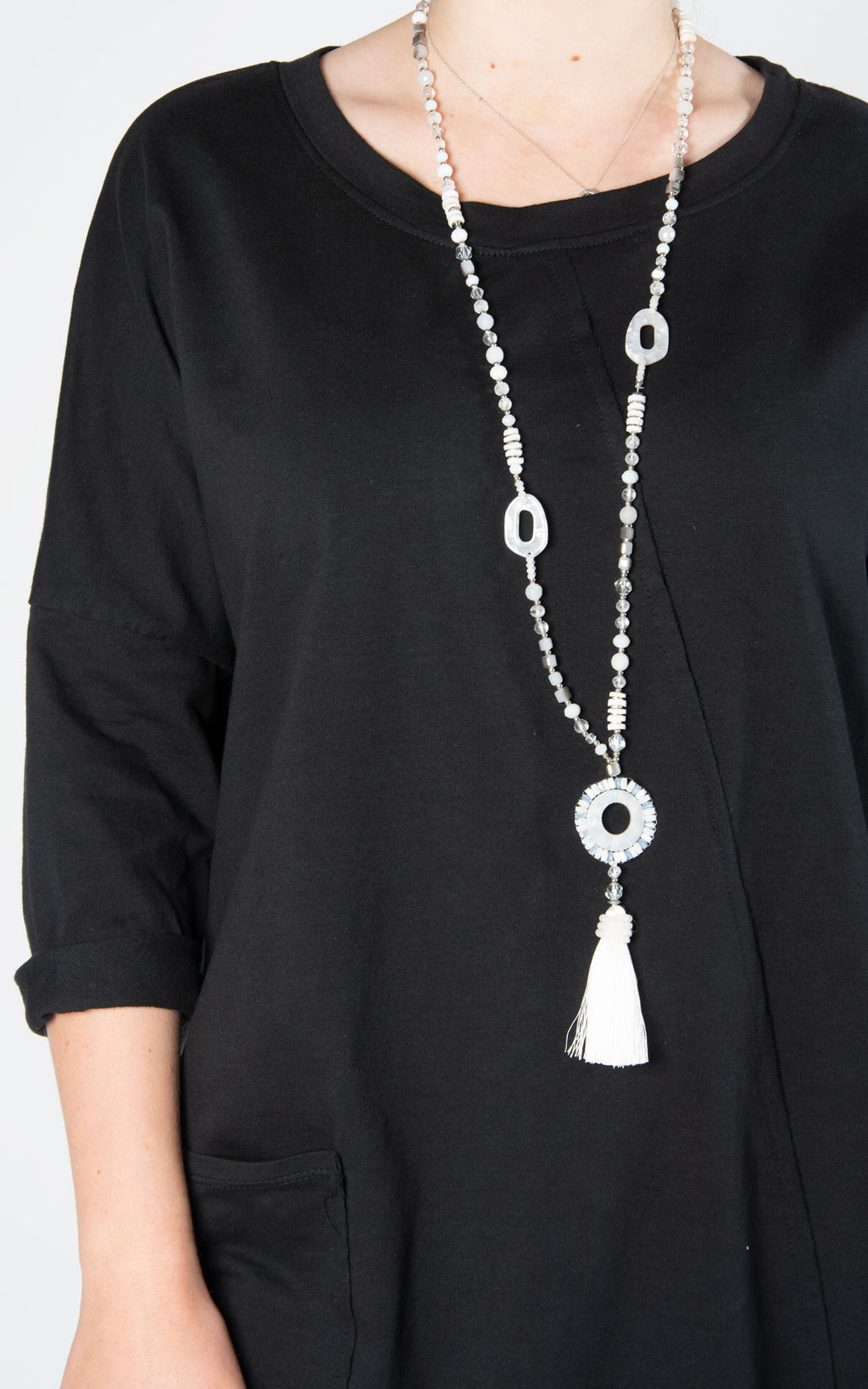 Marble Tassel Bead | White