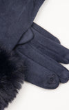 Faux Fur Gloves| Navy