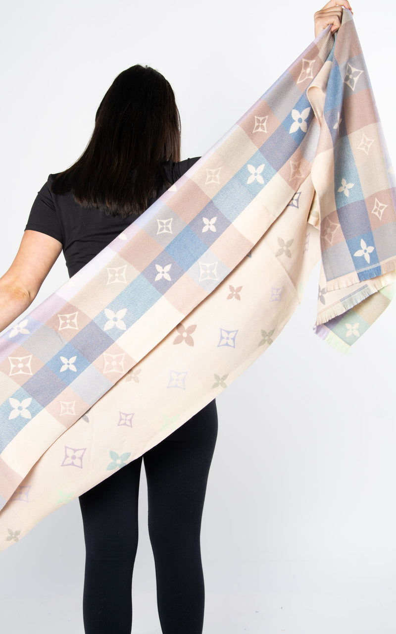 Scarf: Print Scarf | Beige