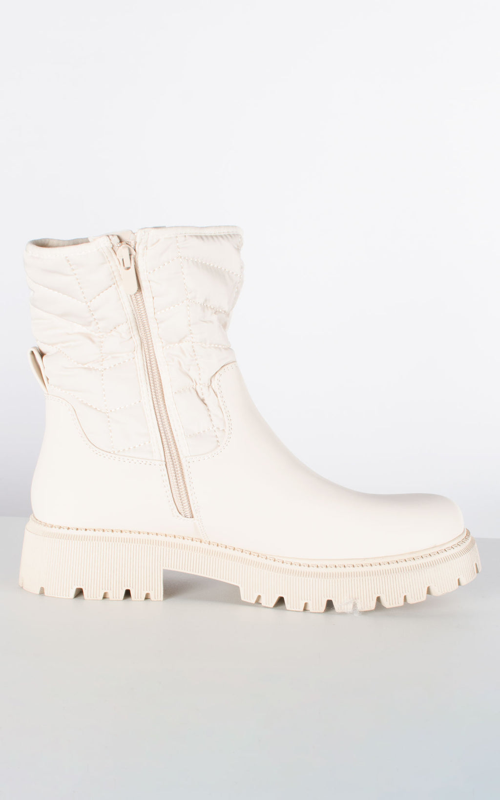 Quilted Ankle Boot | Beige