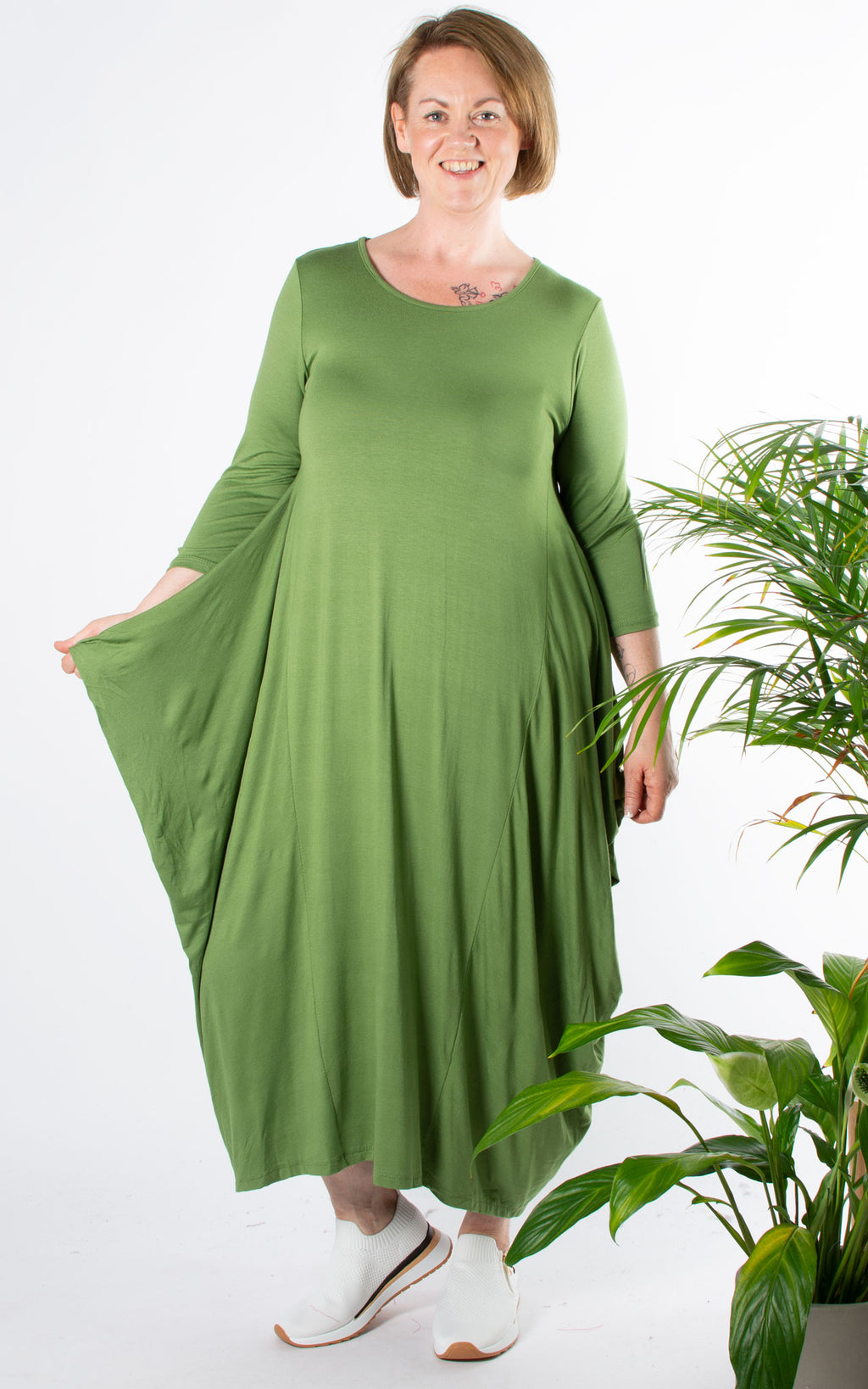 Rose Cocoon Dress | Pear Green