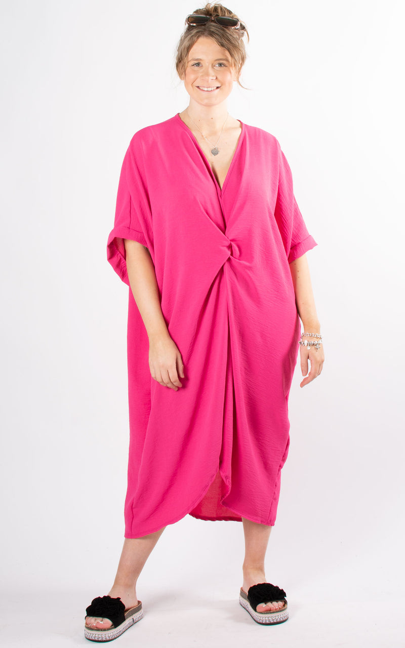 Whoopi V-neck Dress | Hot Pink