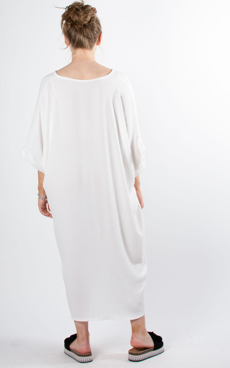 Whoopi V-neck Dress | White