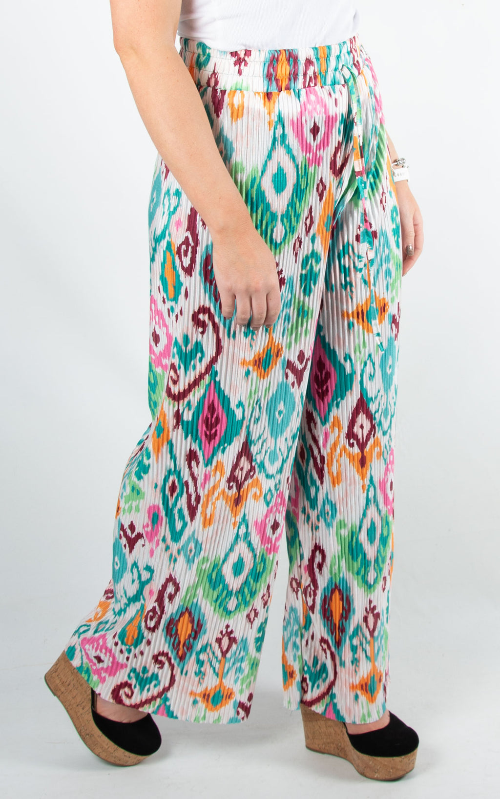 Wide Leg Multicolour Trousers | Green
