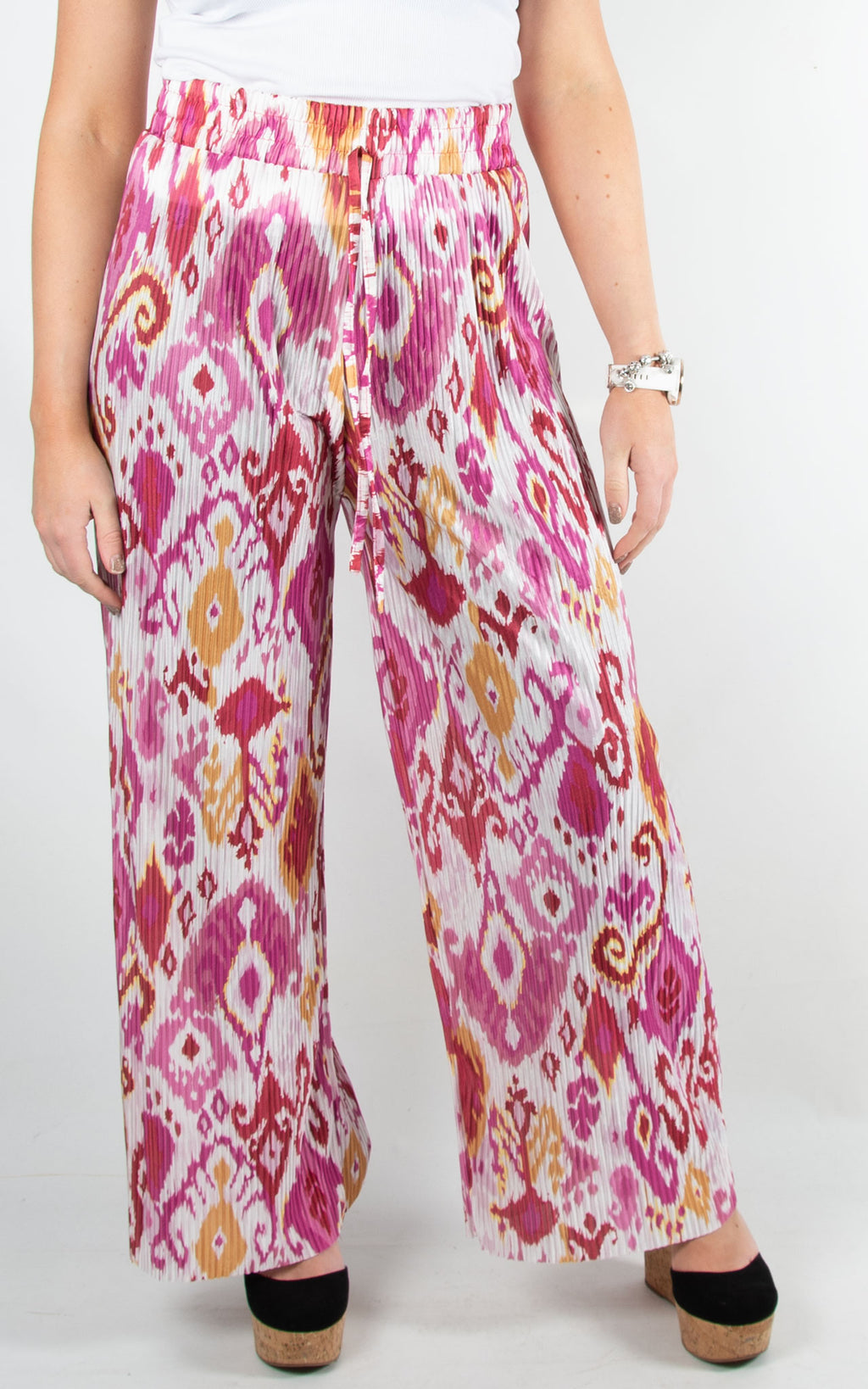 Wide Leg Multicolour Trousers | Mauve