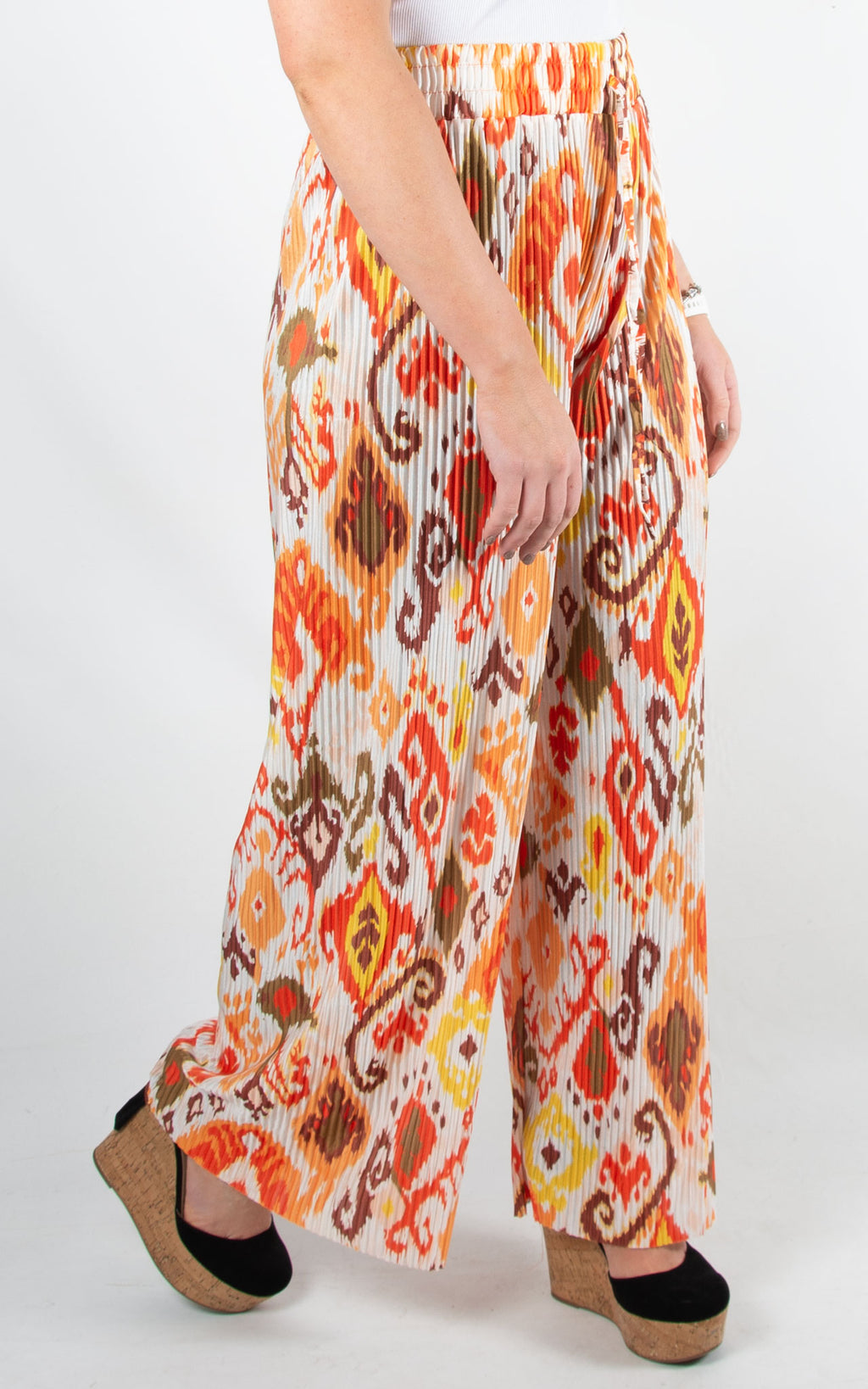 Wide Leg Multicolour Trousers | Orange