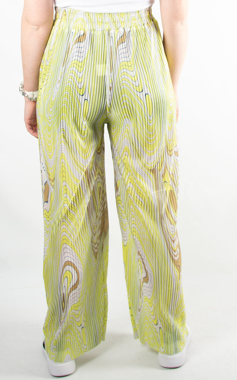 Wide Leg Swirl Trousers | Lime